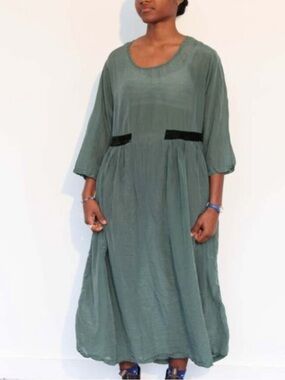 CP Shades Beatrice Cotton Silk Oversized Flowy Midi Dress Sz L